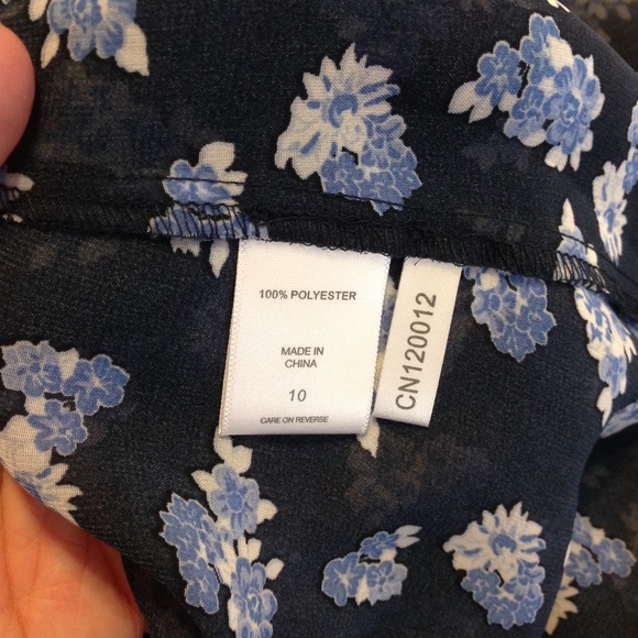 NEW YORK & COMPANY Size 10 NWT Blue Floral Midi Dress Sleeveless Wrap High-Low - Picture 6 of 8